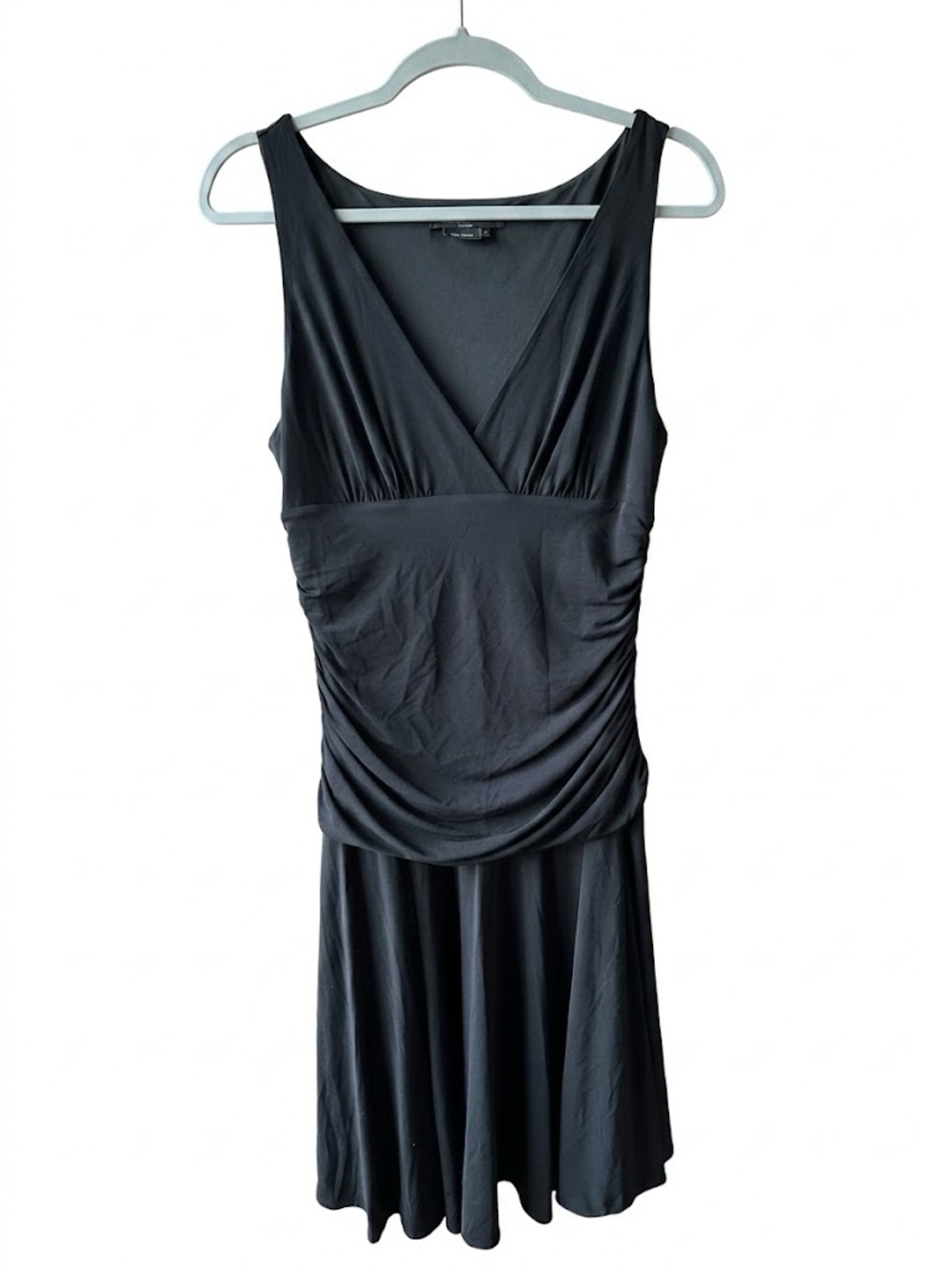 BCBGMaxAzria Black Sleeveless V-Neck Midi Dress Large Petite